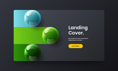 Premium 3D balls company brochure layout. Fresh corporate identity vector design concept.