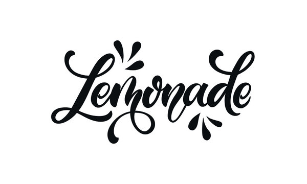 Lemonade handwritten text isolated on white background. Elegant modern brush calligraphy. Hand lettering for poster, postcard, label, sticker, logo, sign. Vector illustration. Summer fresh drink