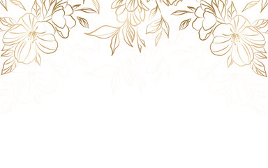 Vector artdeco luxury flower line pattern, golden background. Hand drawn peonies for packaging, social media post, cover, banner, creative post and wall arts. - obrazy, fototapety, plakaty
