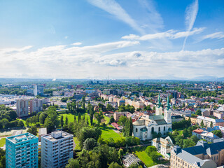aerial view from drone of the city
