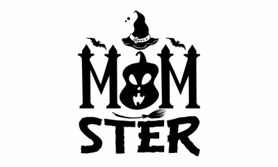 Mom ster, Halloween  SVG, t shirt designs, vector illustration isolated on white background, Witch quote svg with witch's broom, Purple witch shirt design, Halloween svg saying for witch © moondesigner
