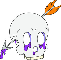 A psychedelic skull that is pierced by an arrow. Surrealism
