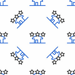 Naklejka premium Line House icon isolated seamless pattern on white background. Real estate agency or cottage town elite class. Colorful outline concept. Vector