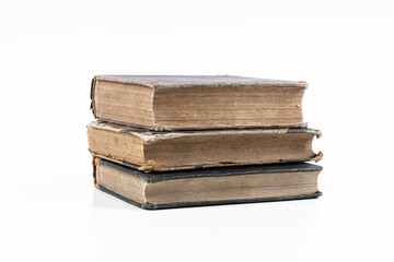 Worn leather book Cover isolated on white