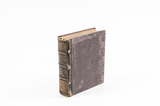 Worn leather book Cover isolated on white