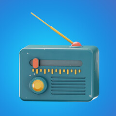 Premium vintage radio Technology Multi media icon 3d rendering on isolated background 