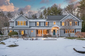 Beautiful modern house surrounded by nature in winter