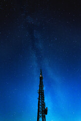The trailing stars of the Milky Way above a communication tower, Cold Ashby, Honey Hill, Northamptonshire