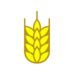 Gold wheat logo design. Vector illustration on white background. Isolated drawing and icon.