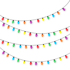Christmas lights string isolated on white background vector