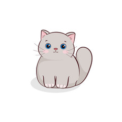 Cute kitten on a white background. Children's vector illustration
