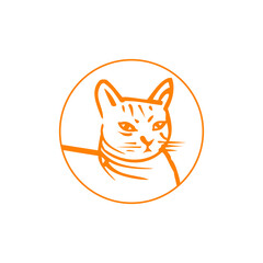 illustration of a cat, Cat  logo with circle vector template 
