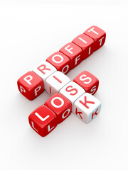 Profit Risk Loss Crossword Puzzle on Isolated White Background