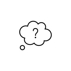 Question mark sign in a speech bubble, thought bubble icon, dream bubble symbol icon isolated on white background vector illustration eps 10