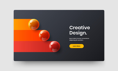 Trendy 3D spheres pamphlet layout. Creative company identity design vector illustration.