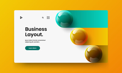 Trendy website screen vector design illustration. Abstract 3D balls landing page template.