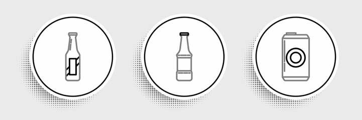 Set line Beer can, bottle and icon. Vector