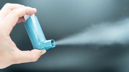 inhaler pushed down visible cloud of particles