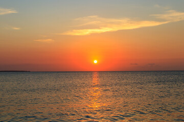 View of the Indian ocean at sunset in Zanzibar, Tanzania