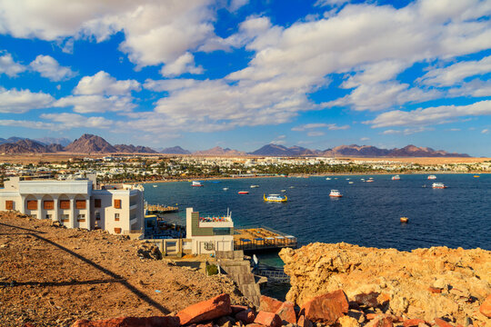 View of Naama Bay in Sharm El Sheikh, Egypt. View from above