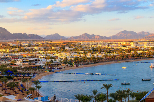 View of Naama Bay in Sharm El Sheikh, Egypt. View from above