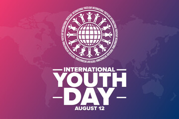 International Youth Day. August 12. Holiday concept. Template for background, banner, card, poster with text inscription. Vector EPS10 illustration.