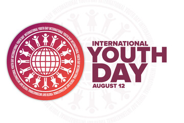 International Youth Day. August 12. Holiday concept. Template for background, banner, card, poster with text inscription. Vector EPS10 illustration.