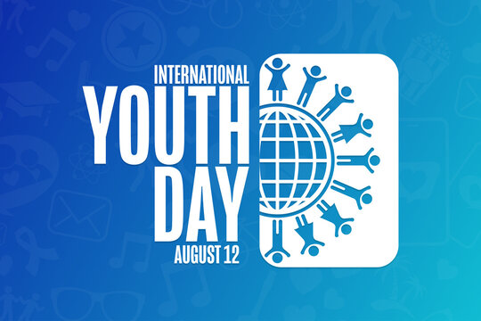 International Youth Day. August 12. Holiday concept. Template for background, banner, card, poster with text inscription. Vector EPS10 illustration.