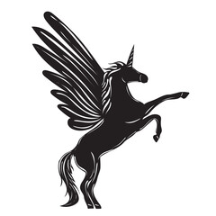 pegasus, unicorn with wings silhouette, isolated