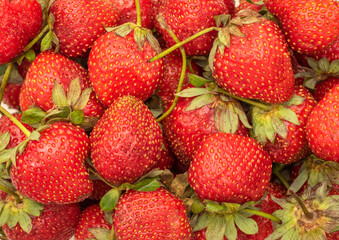 Full frame of ripe strawberries. View from above.