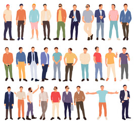 men set in flat style, isolated, vector