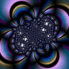 Blue pink violet fractal abstract background with circles