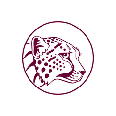 Modern tiger head logo with circle vector icon template and white background