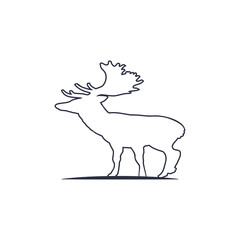 deer silhouette vector. One line drawing deer vector design