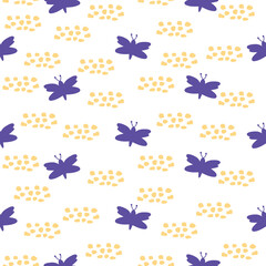 Seamless pattern with butterflies. Print for textile, wallpaper, covers, surface. Retro stylization.