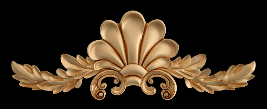Golden ornament segments seamless pattern on a black background. luxury carving decoration. Isolated