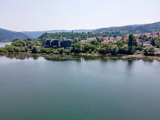 Fototapeta na wymiar Aerial summer view of Pancharevo lake, Bulgaria