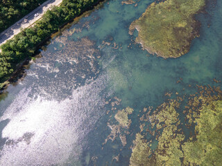 Aerial summer view of Pancharevo lake, Bulgaria