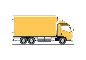 Line vector design of the modern medium-duty, cab-over-engine truck.