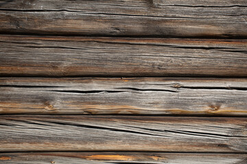 Background.The wall of an old wooden house made of logs.