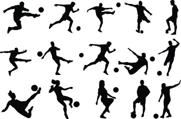 The set of football playing silhouette - Football Silhouette © Creative_Hamza