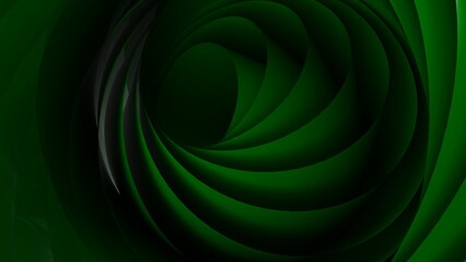 Deep Green Mathematical Geometric Cylinder under Black-White Spot Lighting Background. Conceptual image of technological innovations, strategies and revolutions. 3D CG.