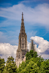 ulmer münster at summer time with beautiful cloudy background 