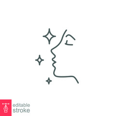 Skin care icon. Simple outline style. Face, beauty, health, woman, healthy, mask, clean, fresh, girl, acne, cleansing concept. Vector illustration isolated on white background. Editable stroke EPS 10