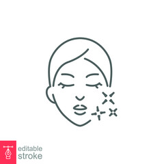 Skin care icon. Simple outline style. Face, beauty, health, woman, healthy, mask, clean, fresh, girl, acne, cleansing concept. Vector illustration isolated on white background. Editable stroke EPS 10