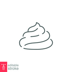 Shit icon. Simple outline style. Editable stroke. Poop, pile of poo, dung, trash, stink, bad concept. Thin line symbol. Vector illustration isolated on white background. EPS 10