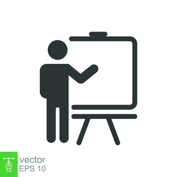 Training icon. Simple solid style. Teacher, course, coach, class, lecture, demonstrate, blackboard, pictogram, seminar, classroom concept. Vector illustration isolated on white background EPS 10
