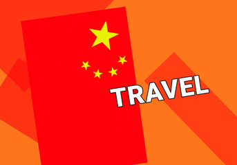 China travel. Government flag on colorful.  Beijing  China travel concept