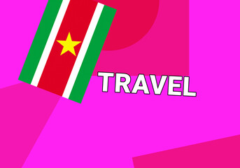 Suriname travel. Government flag on colorful.  Paramaribo  Suriname travel concept
