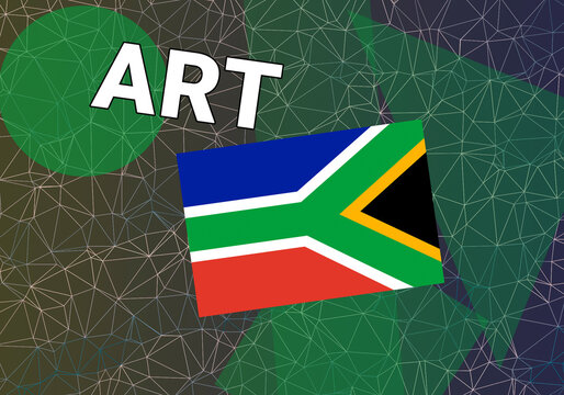 South Africa art.  Cape Town Pretoria  South Africa art creation concept. flag on colorful
